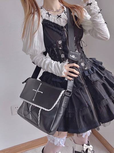 The Cute Girl~Goth Lolita JSK Dress Summer Embroideries Dress S Grey and purple JSK + black innewear 