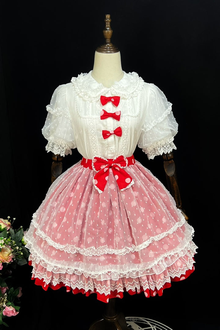 (BFM)DMFS Lolita~Elastic Waist Lolita Skirt with Chiffon and Mesh   