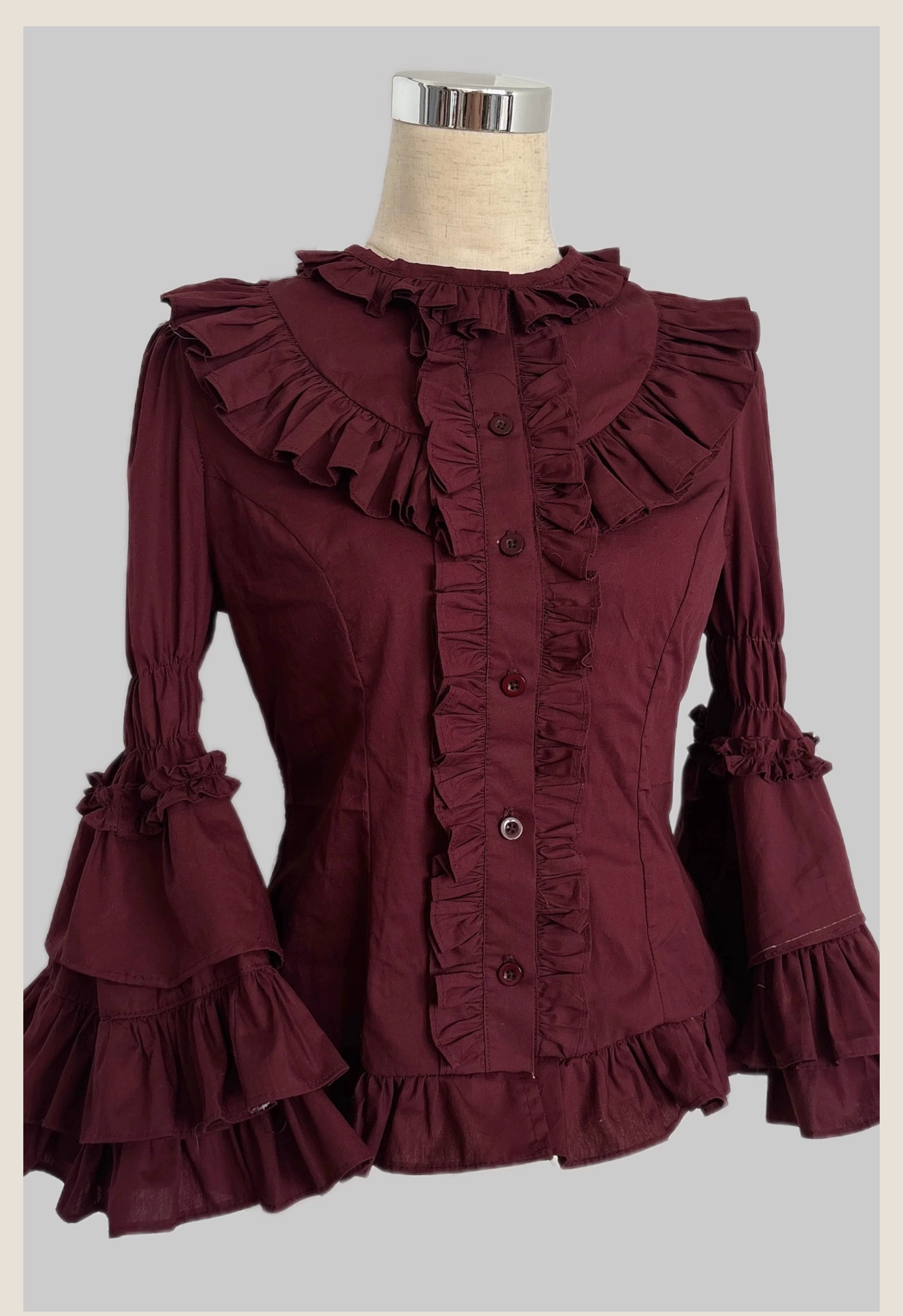 TaTaTa Lolita - Burgundy Rose - Floral Printed Old School Lolita JSK, Elegant Cape