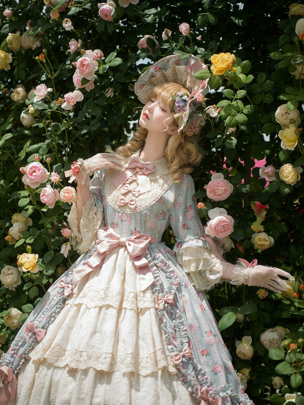 Miss Point~Lilyka Garden~Classic Lolita OP Dress Elegant Floral Wall Princess Sleeve