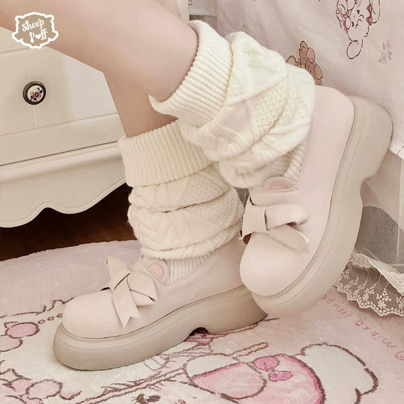 Sheep Puff~Duidui Bear~Winter Lolita Shoes Snow Boots Leg Warmer Shoes   