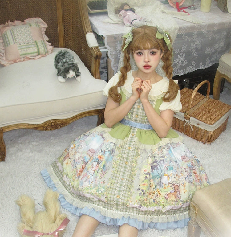 Strawberry Fantasia~Spring In The Air~Sweet Lolita JSK Green Lolita Dress   