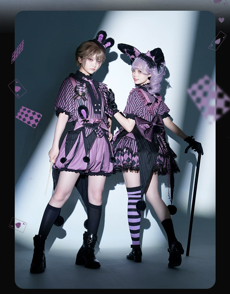 Forest Fluorescent Carps - Ouji Lolita OP Dress Circus Lolita Strip Prince Suit