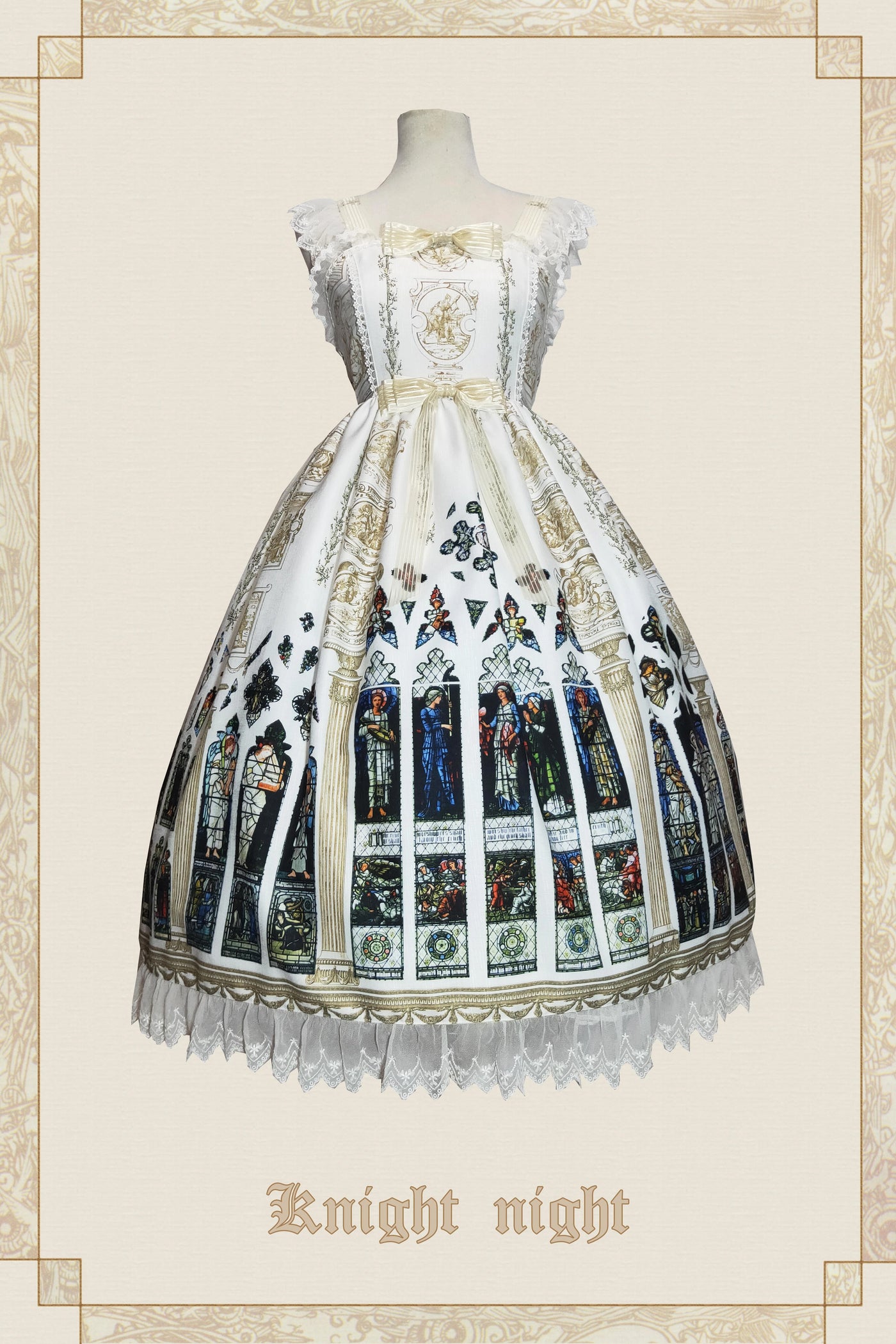 (BFM)Knight night~The Saint Priest~Stained Glass·Sain Lolita Jumper Skirt S White X Gold 