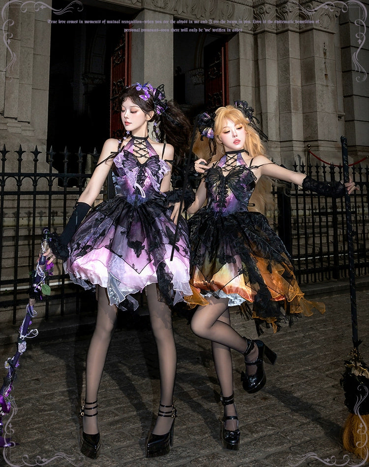 Urtto - Dead Leaf Butterfly - Chiffon Gothic Lolita JSK, Irregular Tiered Skirt 44352:804693