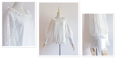 Airfreeing~Messiah~Elegant Lolita Shirt Double-layered Mutton Sleeve Blouse   