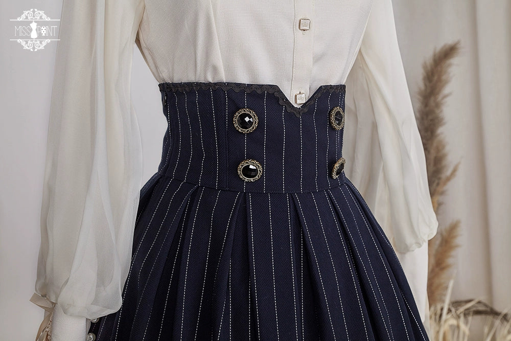 Miss Point~Rose Doll~Elegant Lolita Striped Fishbone Skirt 32524:385246