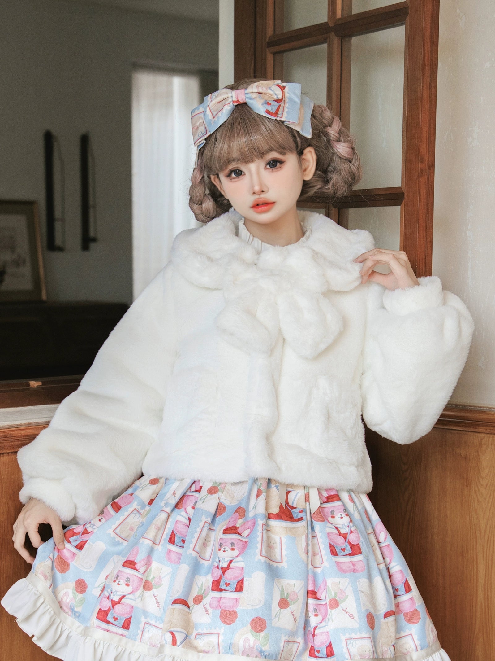 Eieyomi - Daily Lolita Coat Imitation Rabbit Hair Short Winter Coat