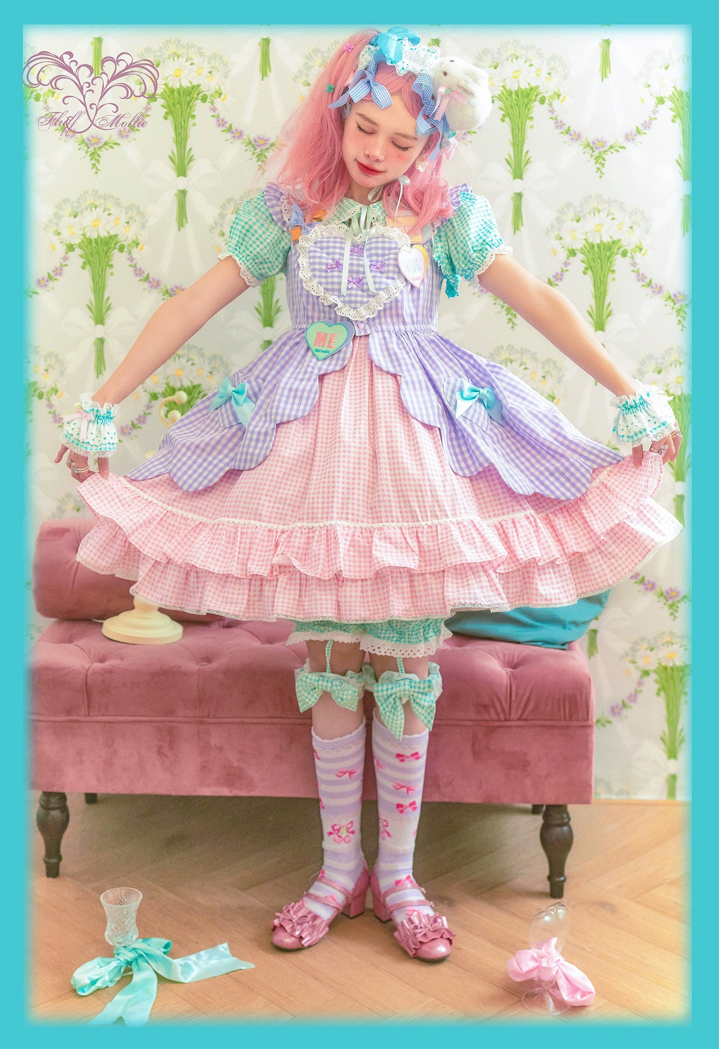 (BFM)Fluff Mollie~Bean Breakfast~Sweet Lolita Overskirt Daily Daily Petaled Skirt 1.0 Violet  