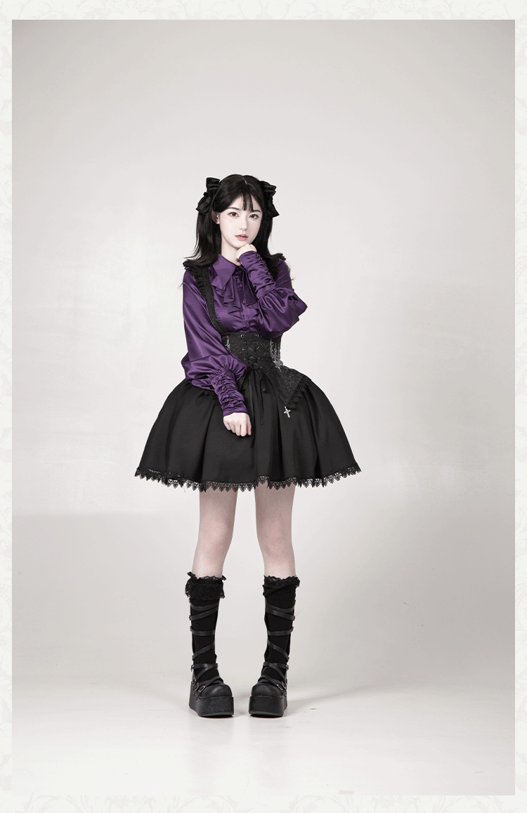 With PUJI~Thorny Night~Gothic Lolita Bust-supporting Skirt With Removable&Adjustable Strap 43203:770696