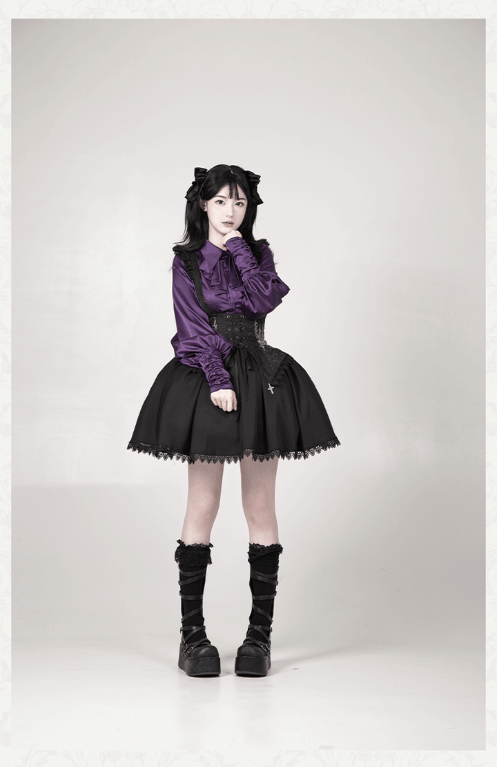 With PUJI~Thorny Night~Gothic Lolita Bust-supporting Skirt With Removable&Adjustable Strap 43203:770696