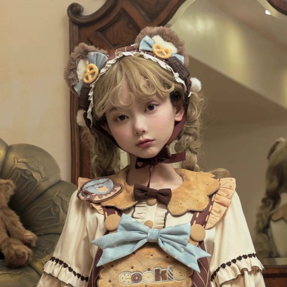 Star Fantasy - Cookie - Winter Plush Lolita Cape, Headdress Pre-order Bear Ear Headband Only