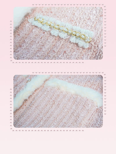 (BFM)Yingtang~Plus Size Lolita Pink Chanel Style Suspender Skirt Set   