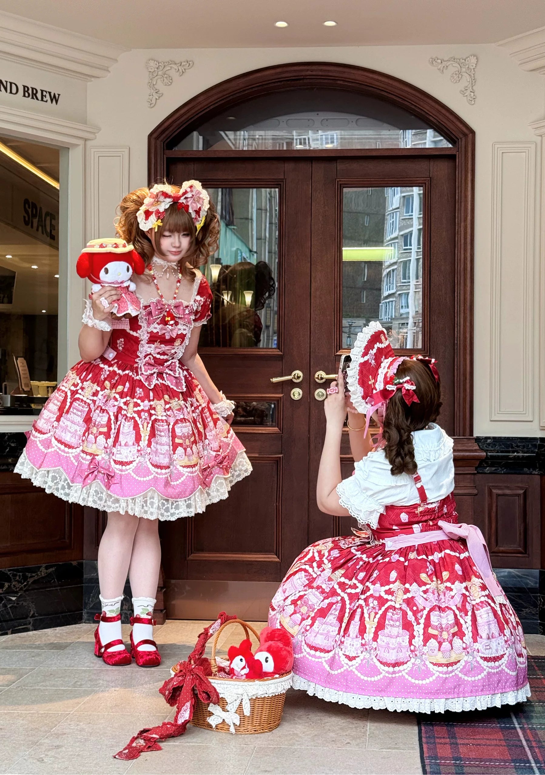 Strawberry Ode - Plus Size Sweet Lolita OP & JSK Dress, Cream Cake Print 45892:867011