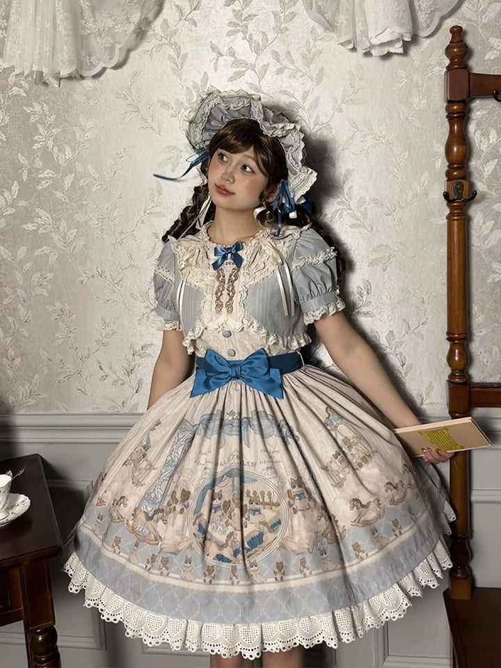 Alice Girl~Sea Salt Fairytale~Sweet Doll-like Lolita OP Animal Printed Lolita Dress 40674:672806