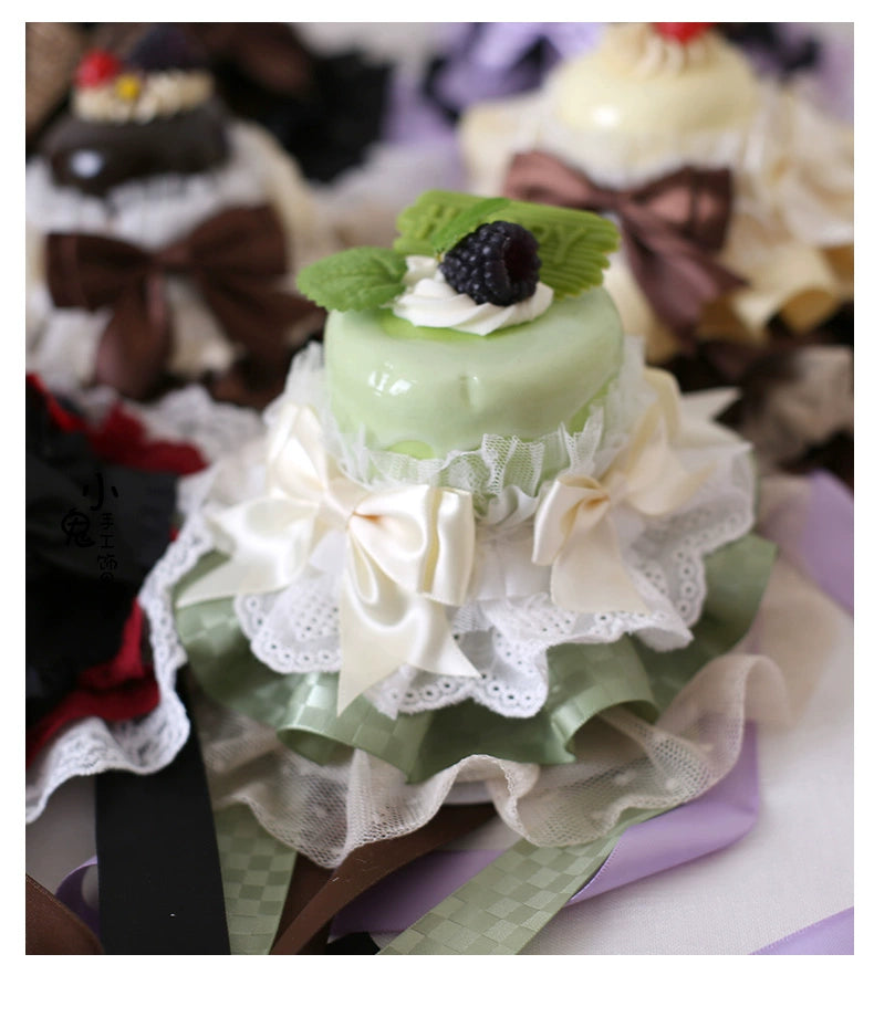 Xiaogui~Kawaii Lolita Hairpin Lace Cake Small Top Hat   