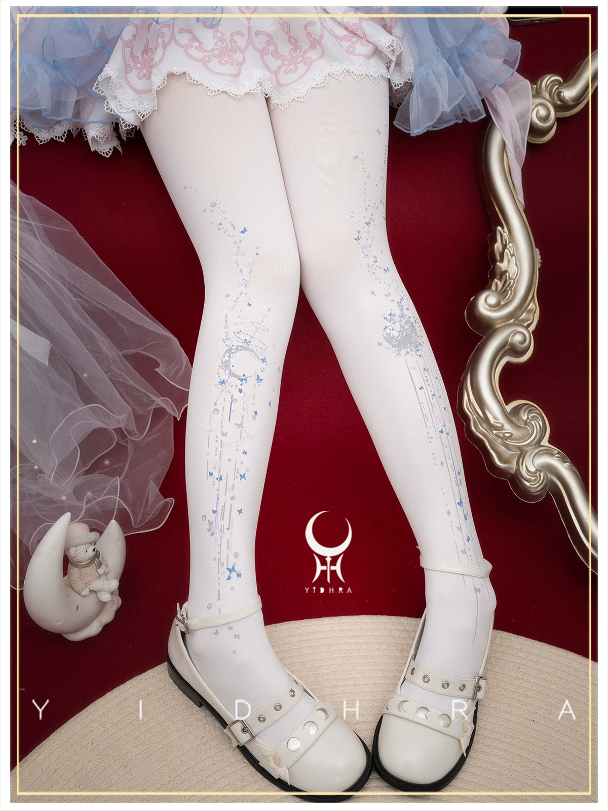Yidhra~Butterfly Dream Under the Moon~Wedding Lolita Pantyhose 120D Velvet Diamond Pantyhose   
