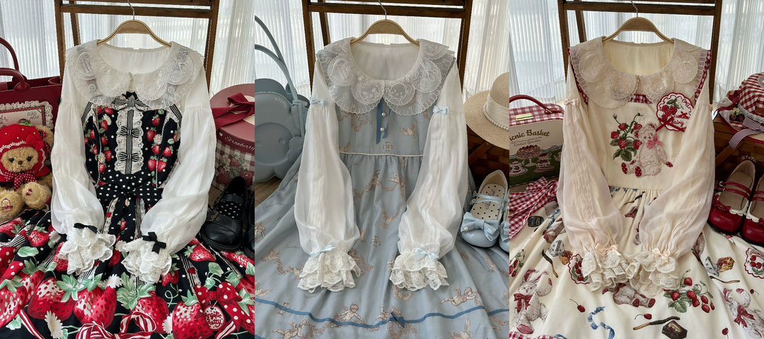 Flower Banquet~Sweet Lolita Blouse Embroidered Shirt with Long Sleeve   