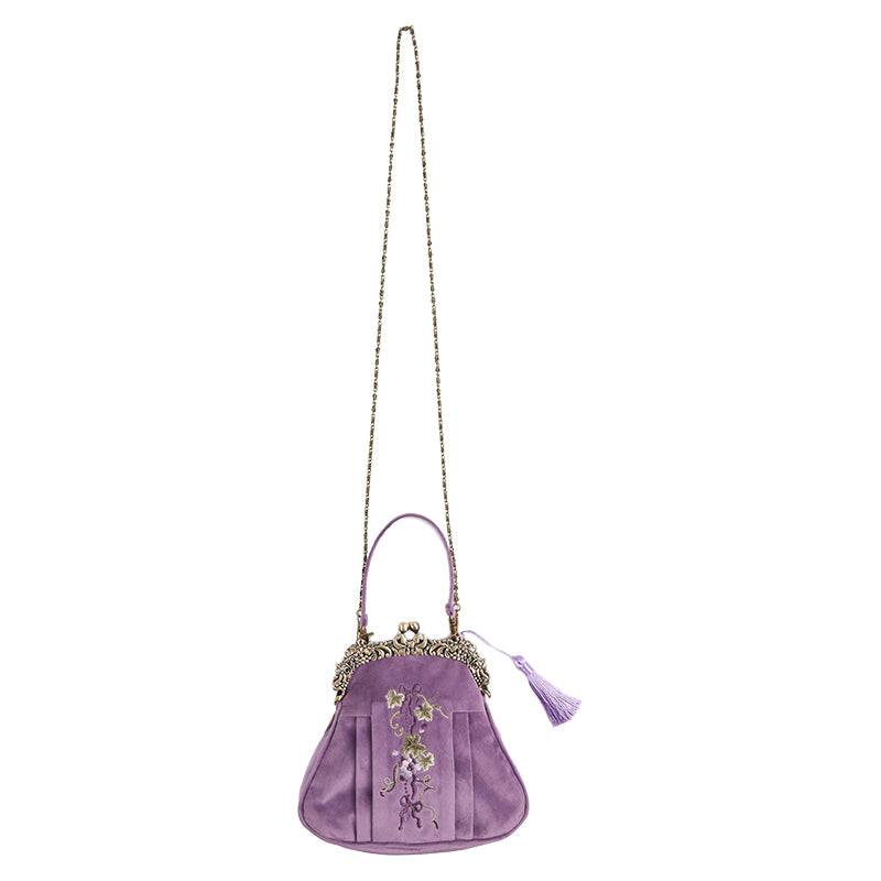 (BFM)Summer Fairy~Lolita Brooch Hat Rim Necklace Hairpin Free size Kiss lock purse in light purple 