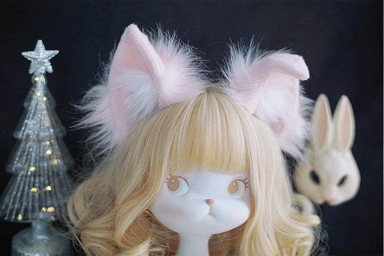 Meow Three Times~Lolita Accessory Animal Ear KC Hairband Cosplay Props   