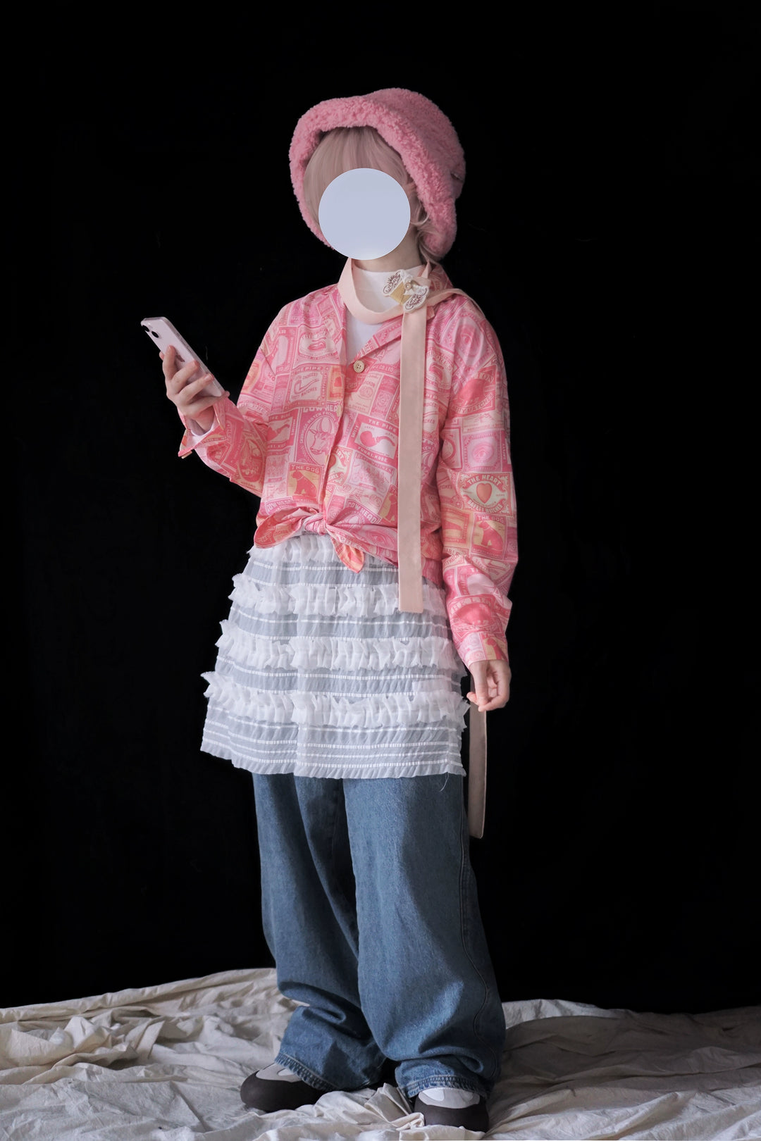 Miss Cube - Antique Label - Retro Lolita Shirt American Customized Loose Print Blouse