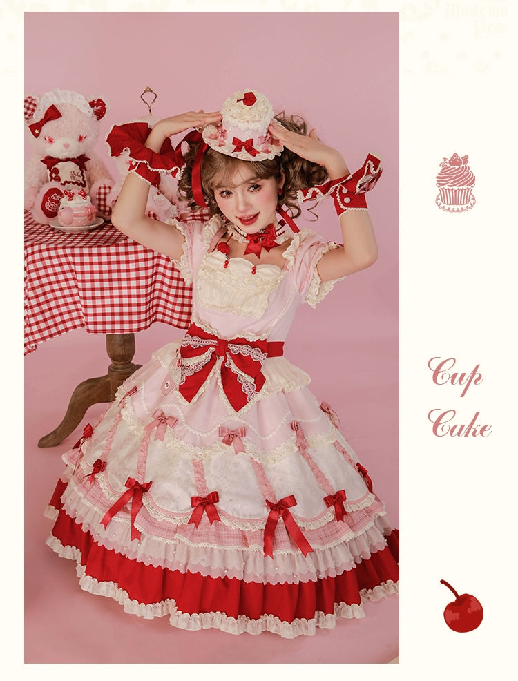 Mademoiselle Pearl~Cup Cake~Sweet Lolita OP Dress Kawaii Lolita JSK SK   