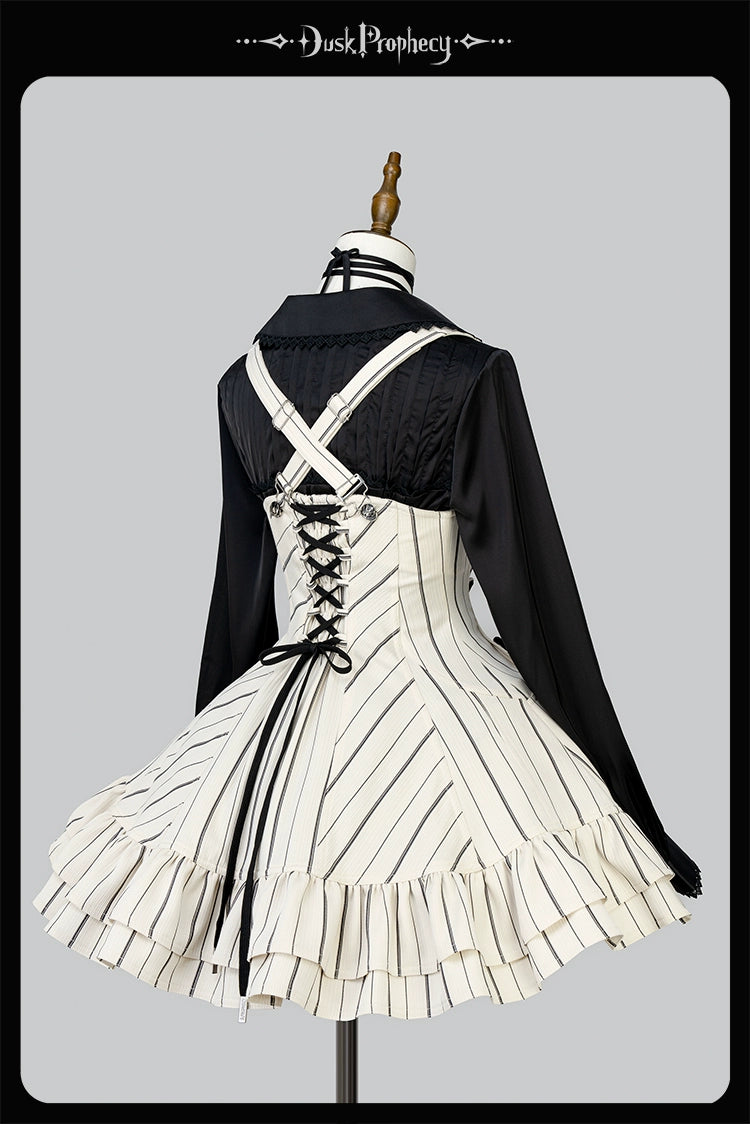 DuskProphecy - Heron - Classic Lolita Striped JSK Dress, Halter Neckline 44313:802877