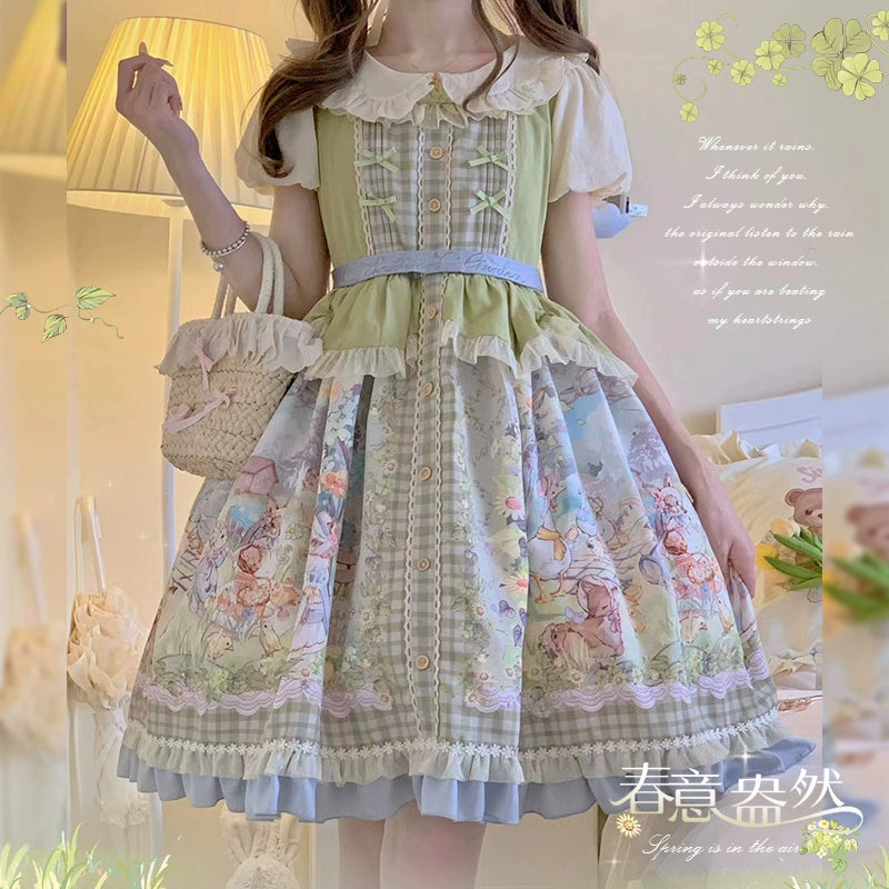 Strawberry Fantasia~Spring In The Air~Sweet Lolita JSK Green Lolita Dress   