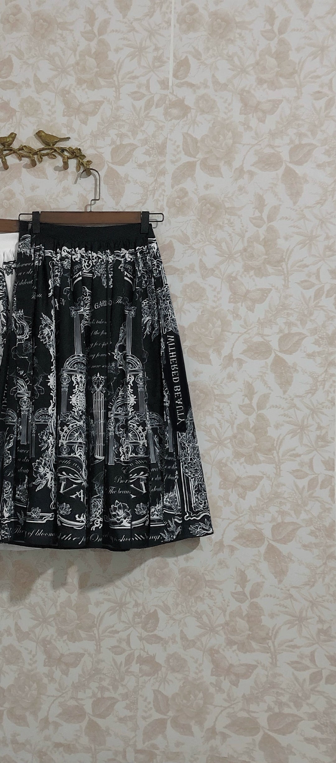 Vault Design~Angel Garden~Classic Lolita SK A-line Printed Lolita Skirt black SK only - XS