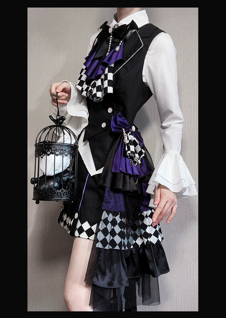 Forest Fluorescent Carps - The Judge's Game - Black Ouji Lolita Shorts Suit Prince Long Sleeved Shirt