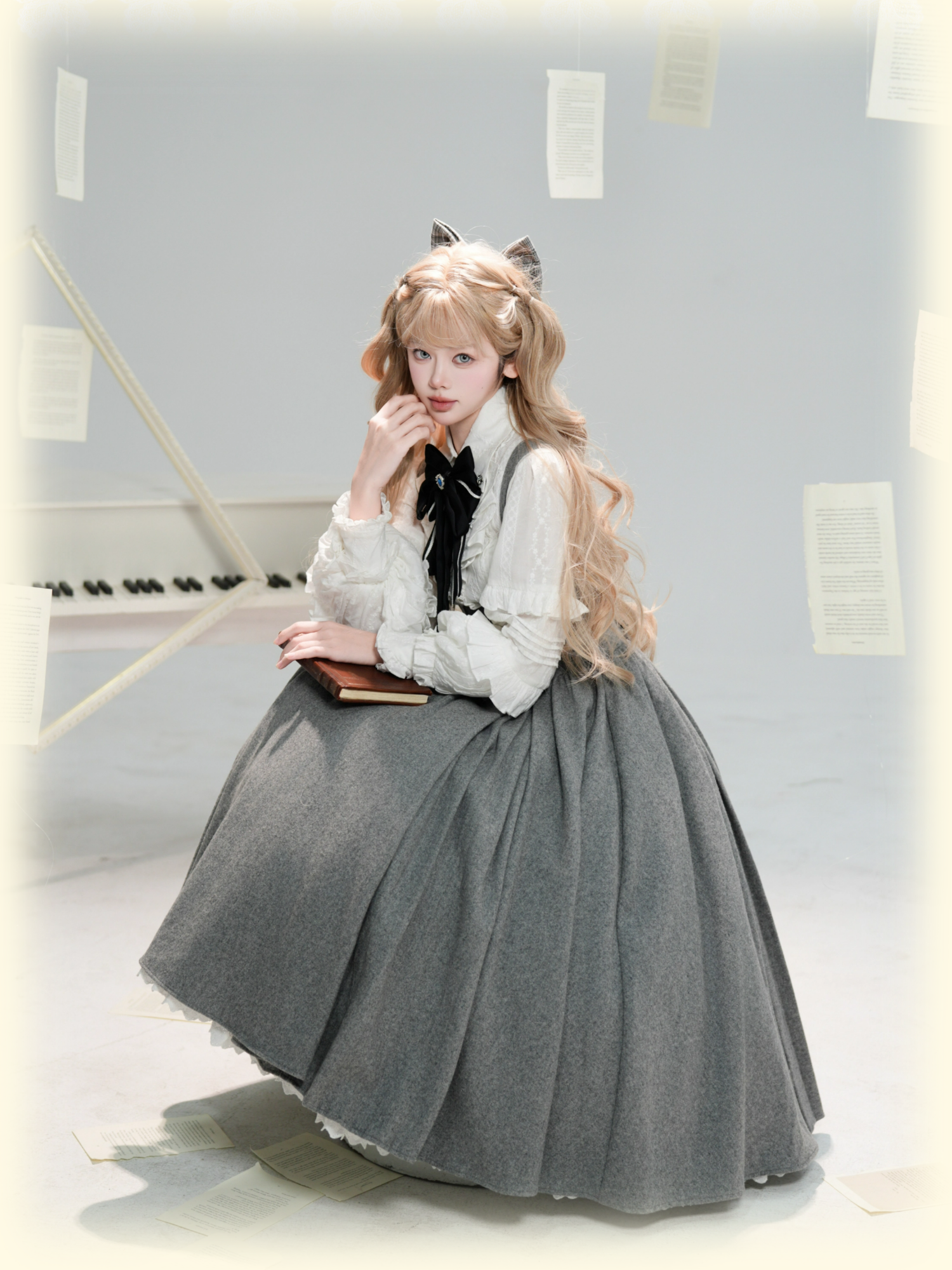 Wand Not for Your Lover - Wool Classic Lolita Bust Supporting JSK, Embroidered Shirt