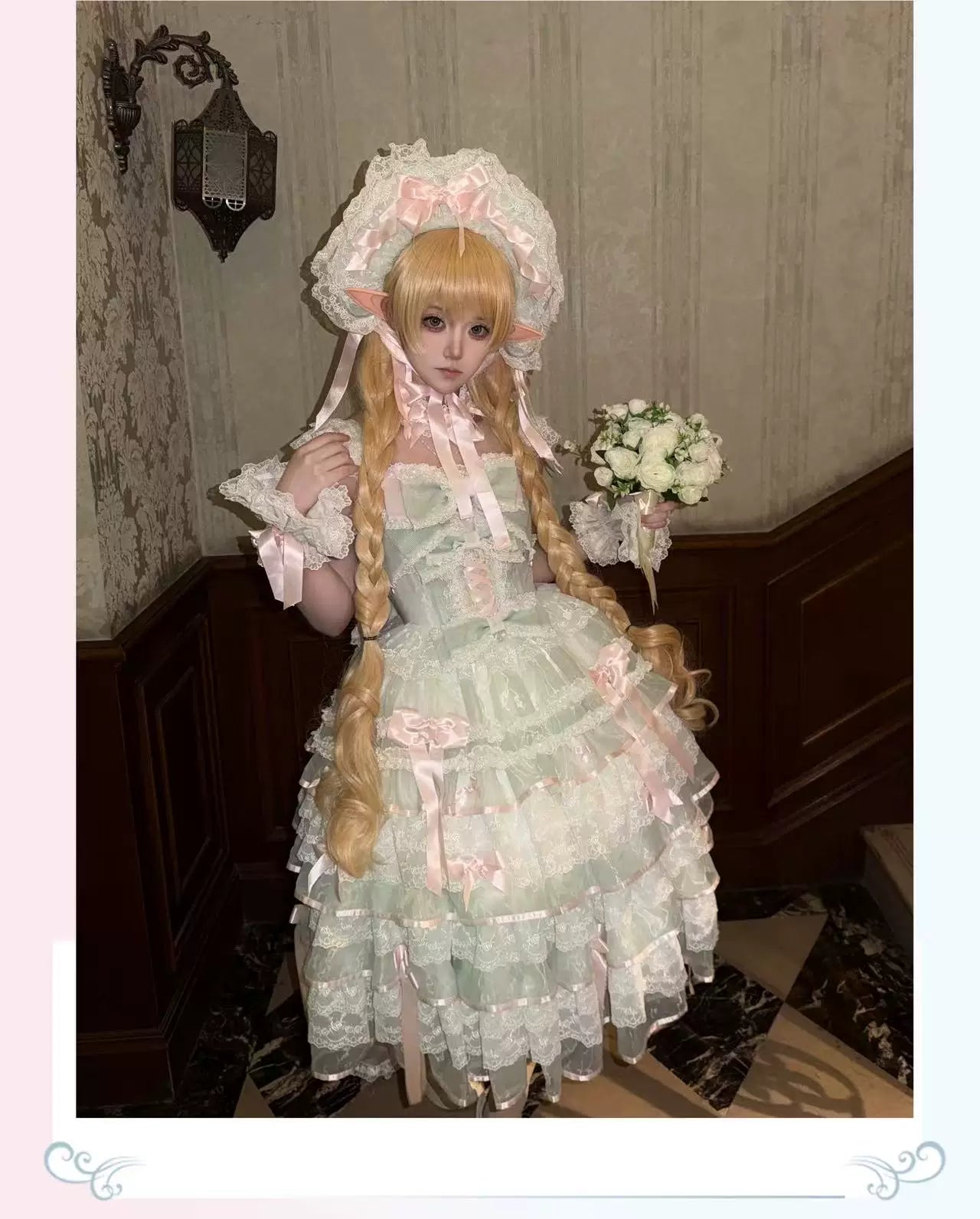 Sakura Snow Love Song - Wedding Sweet Lolita JSK Dress, Lace & Bows Details 44530:812441