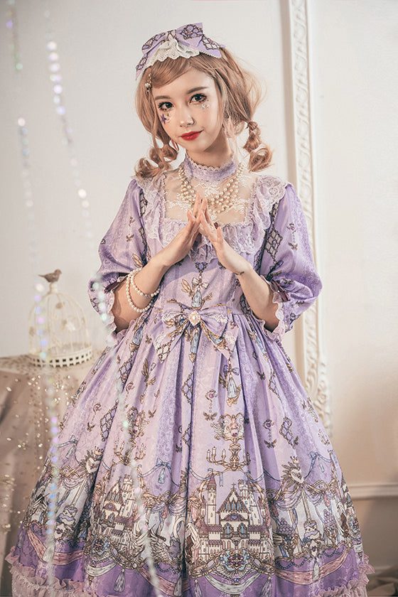 Milu Forest~The Swan's Wedding~Elegant Lolita Purple OP   