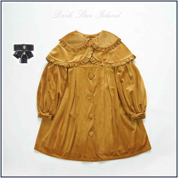 Dark Star Island~Winter Lolita Cape Velvet Antique Lolita Coat S Ginger yellow 