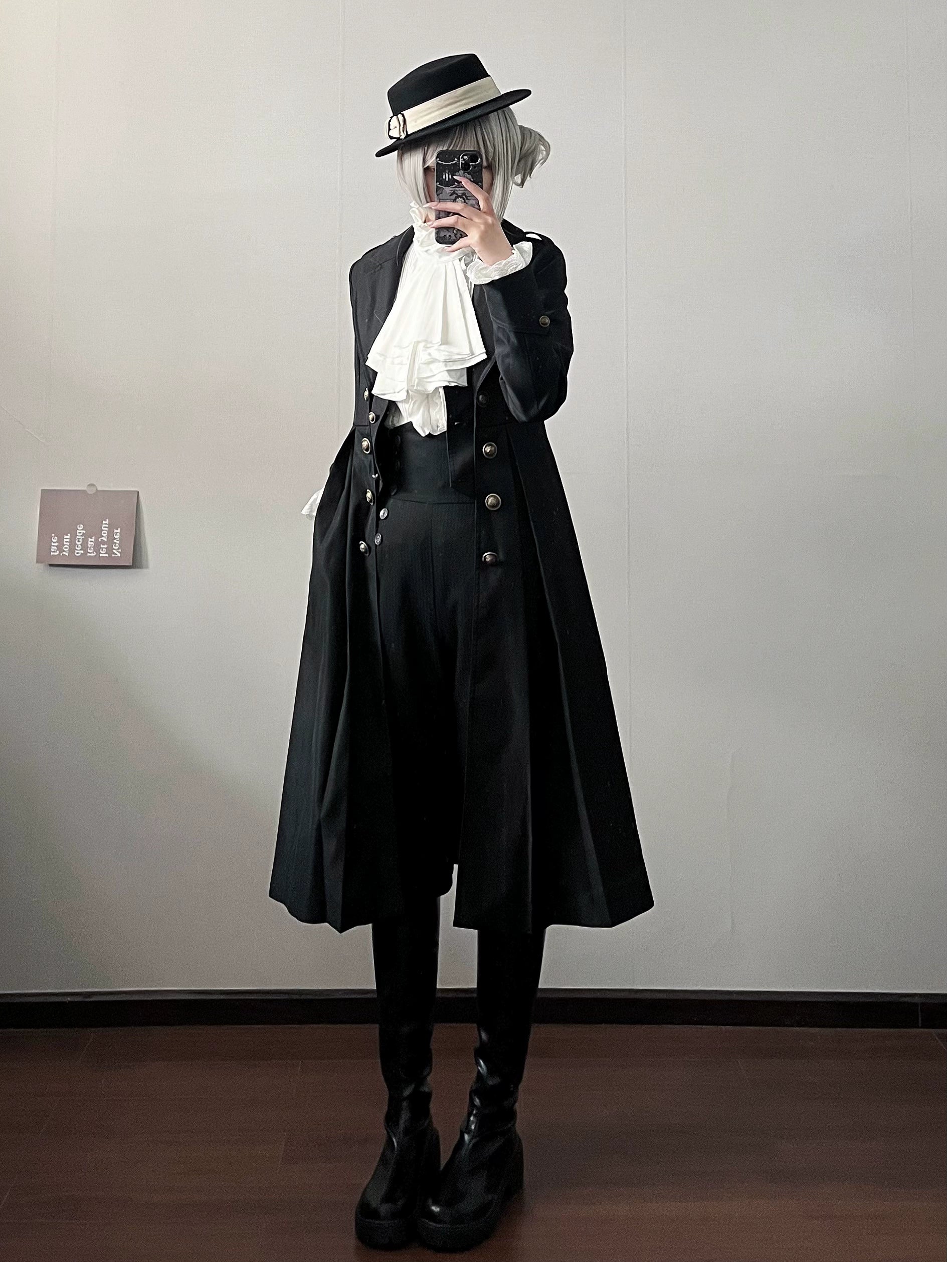 Gazing Galactic - Paranoia Punishment - Ouji Lolita Trench Coat Gothic Lolita Coat S Black - long version