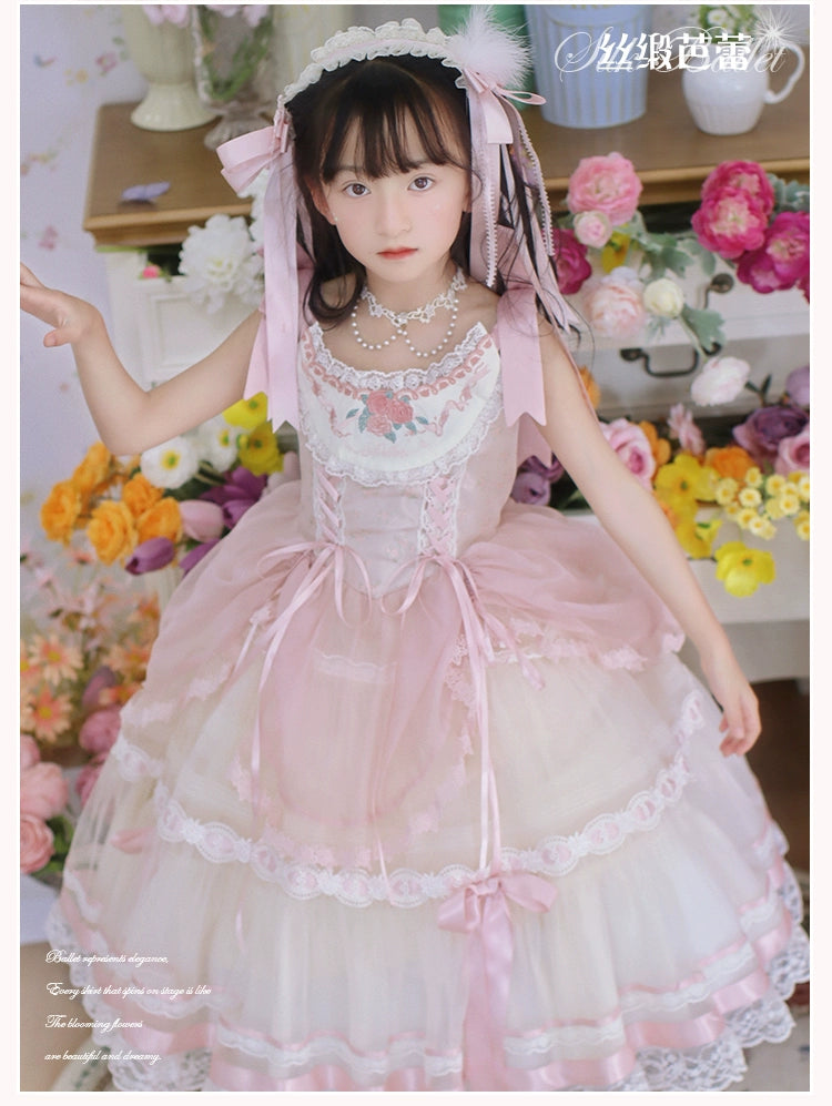 Mademoiselle Pearl~Silk Ballet~Kid Lolita JSK Dress Flower Wedding Lolita Dress