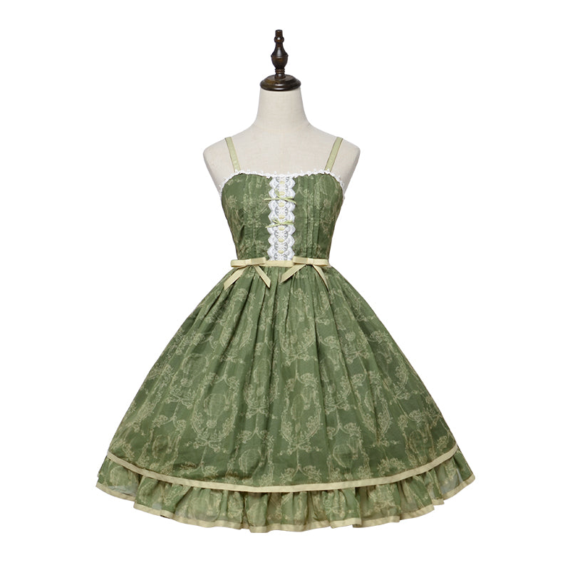 (Buyforme)Magic Tea Party~Irene Series Lolita JSK Dailywear Dress In-stock S printed JSK-green