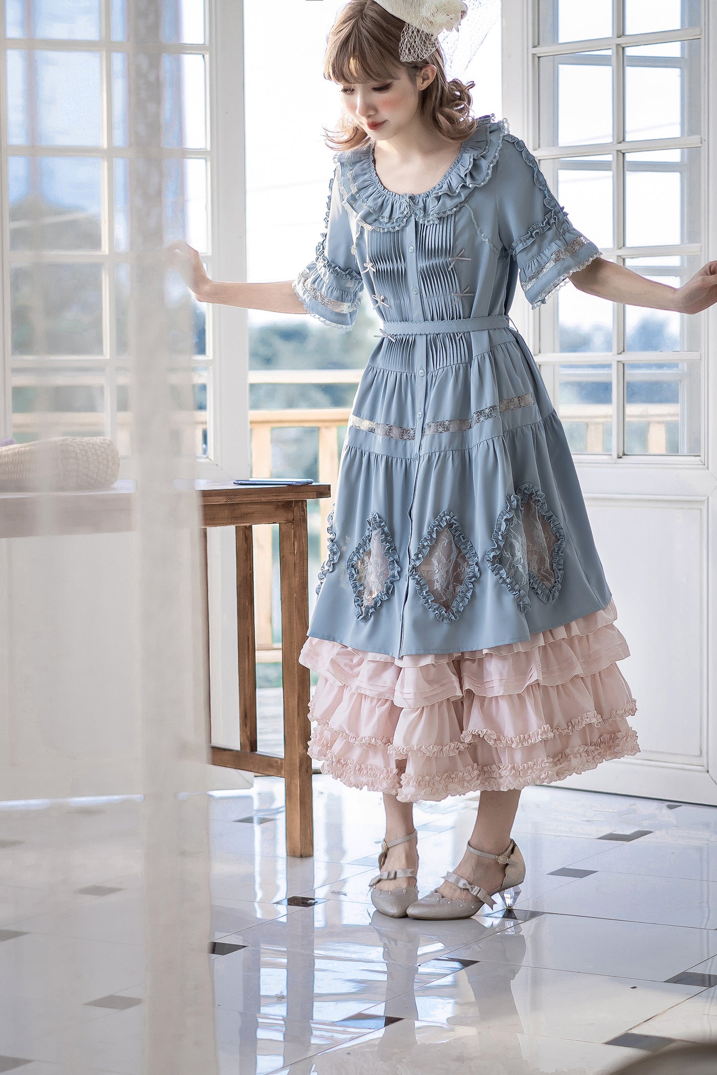 Little Dipper~Daily Lolita Hollowed-out Apron Dress Multicolors   