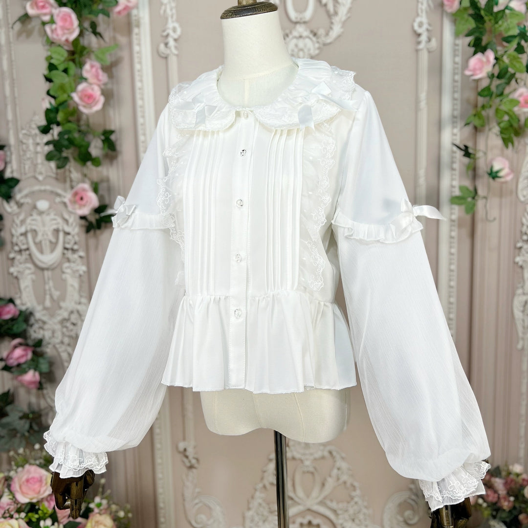 DMFS Lolita~Sweet Lolita Blouse Double-layered Puff Sleeves Lolita Shirt 34102:669320