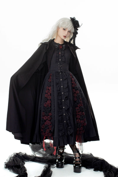 (BFM)Sweet Dreams~Vintage Gothic Rose Wedding Sweet Dream Lolita Dress Free size Black long dress full set 