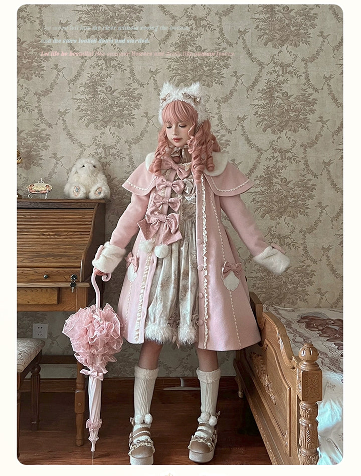 Sakurahime~Sweet Cookie~Sweet Lolita Coat Detachable Cape Pastel Outwear   