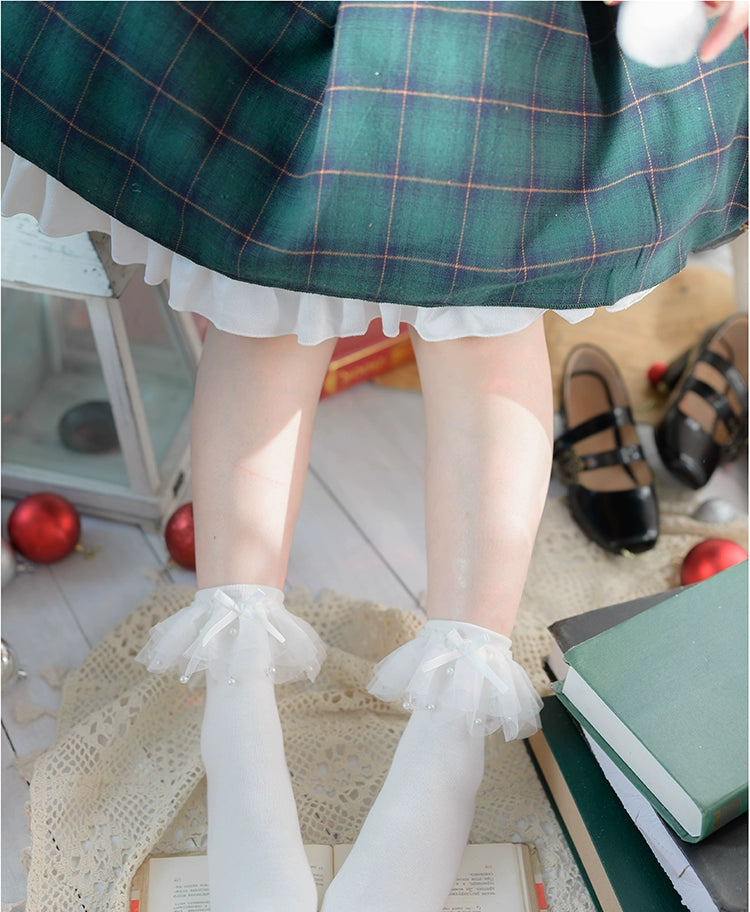 Roji Roji~Sweet Lolia Socks Mid-tube Cotton Lolita Lace Bow Socks 35914:506392