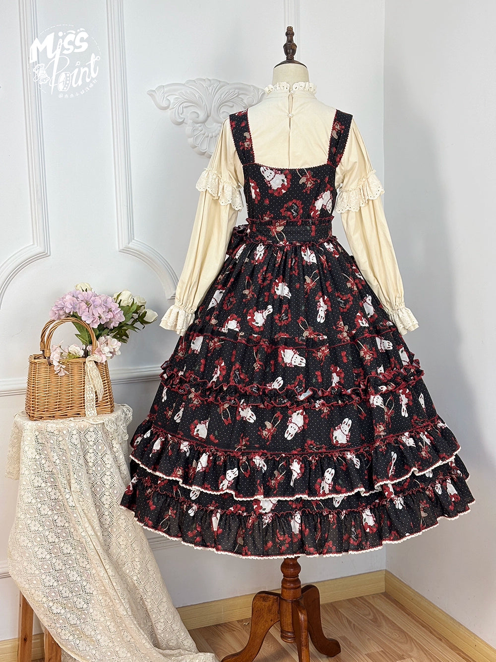 Miss Point~Forest Berry Bunny~Sweet Lolita JSK Elegant Bunny Print Dress 41972:721034