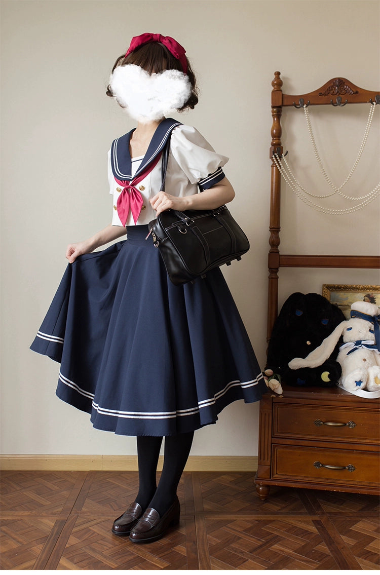 Beleganty - Sea and Wind Separate SP3.0 - Sailor Lolita Puffy Sleeve Blouse 43389:775301