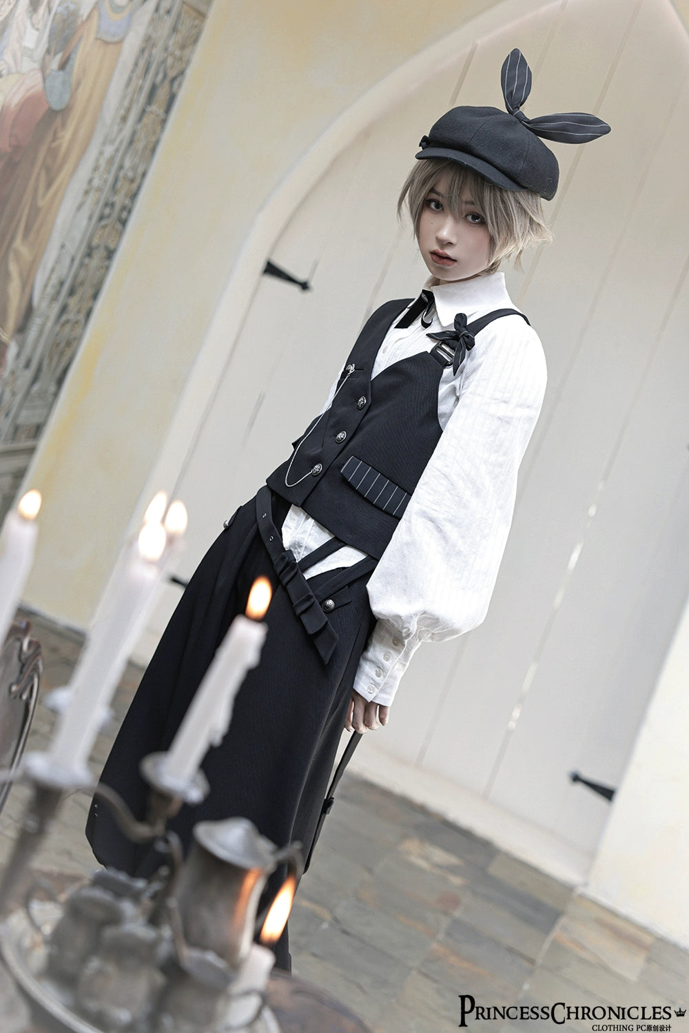 Princess Chronicles - Secret Morning News - Vintage Ouji Lolita Vest Blouse Bloomers 8160:308148
