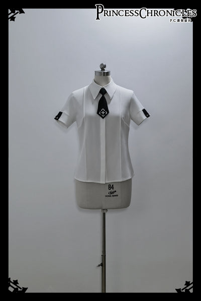 Princess Chronicles~Dry sea and Ashlar~Ouji Lolita White Cloak Set S short sleeve shirt (pre-order) 