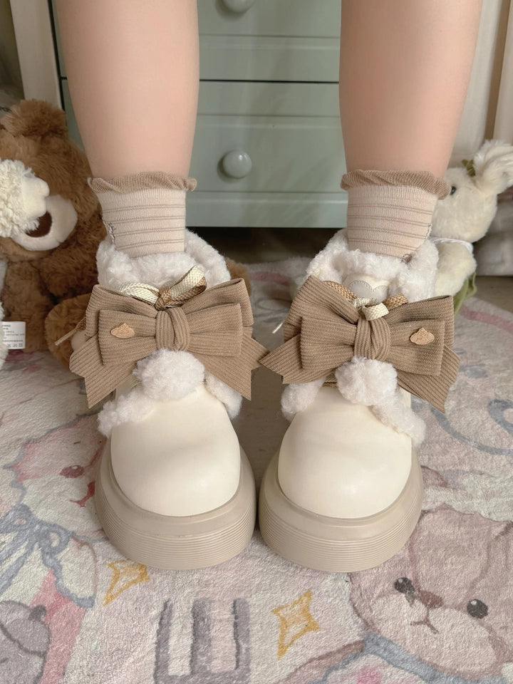 Sheep Puff~Sweet Lolita Fleece Shoes Winter Warm Snow Boots 40722:691800