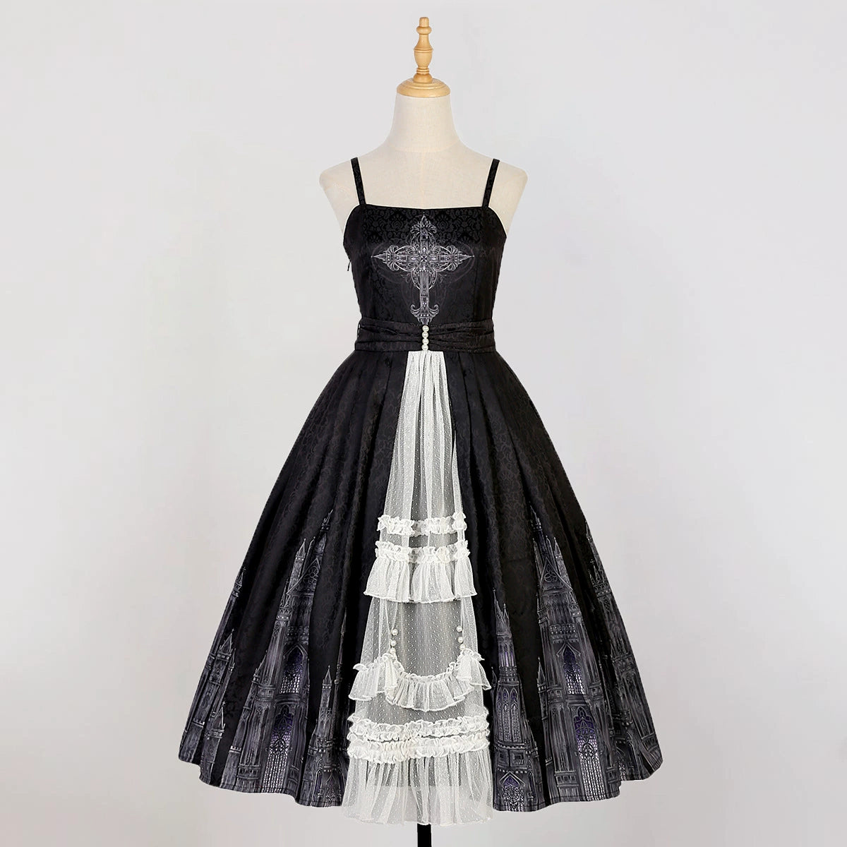 Cornfield Lolita~Silent Church~Gothic Lolita JSK Front Open Printed Dress and Thin Cardigan Set (L M S) 36966:541944