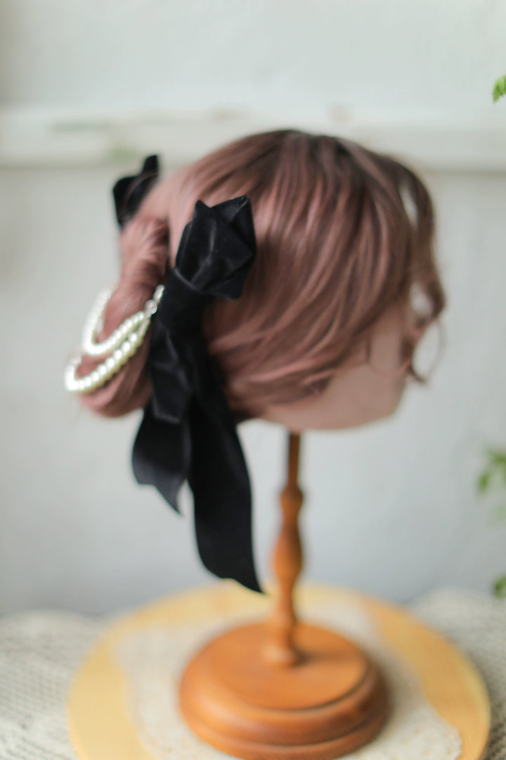 SweetDreamer~Retro Lolita Hair Clip Bow Pearl Handmade Headdress   