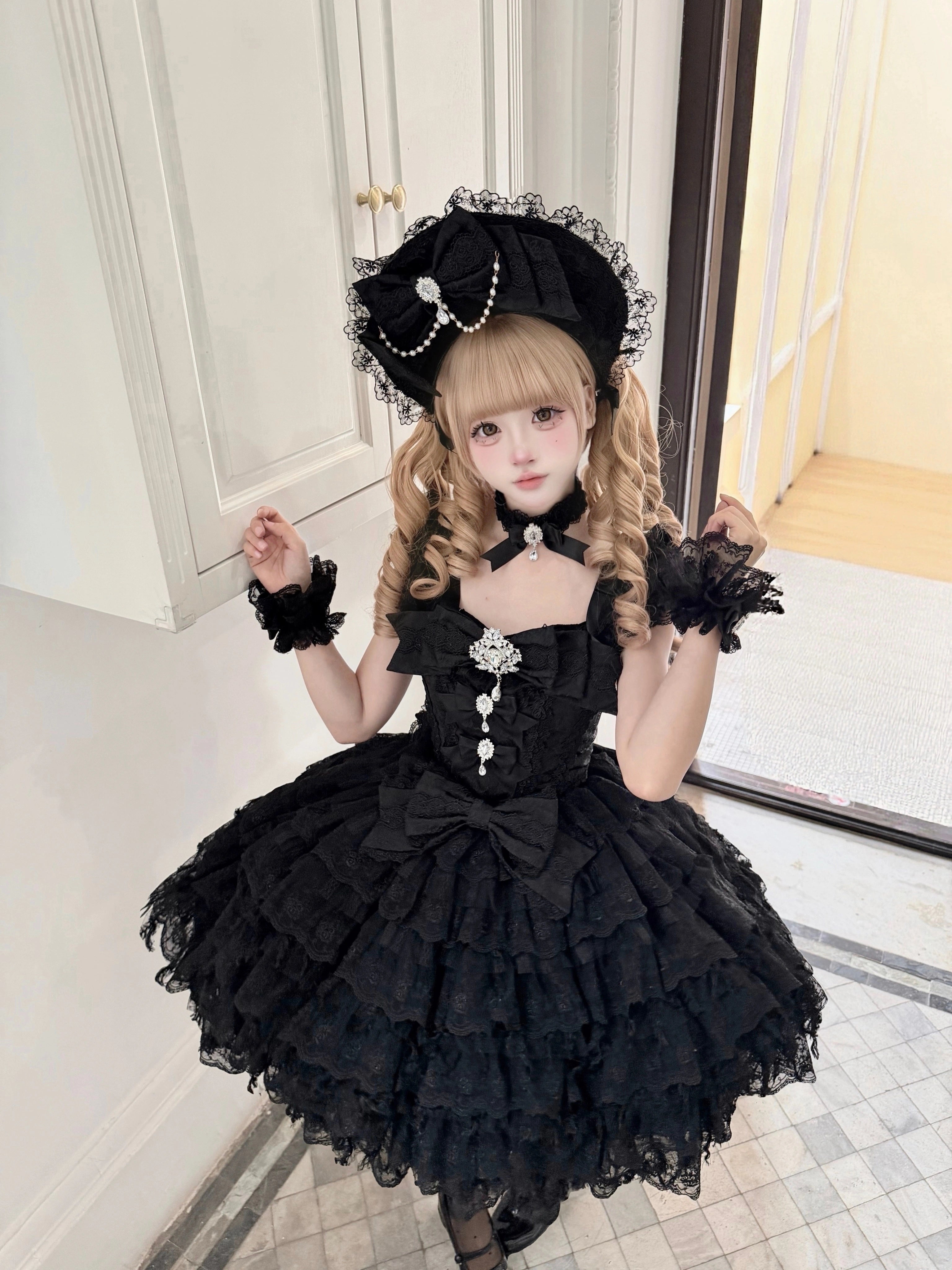 Sugar Girl - Snow Feather - Wedding Sweet Lolita JSK Dress, Multi-layered Lace Skirt 44125:797440